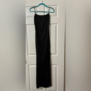 Sequin maxi gown with slit, size XS